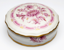 VALERIE4 A/012 ANEMONEШкатулка диам 11 Cre Art Белый / Розовый / Золотой