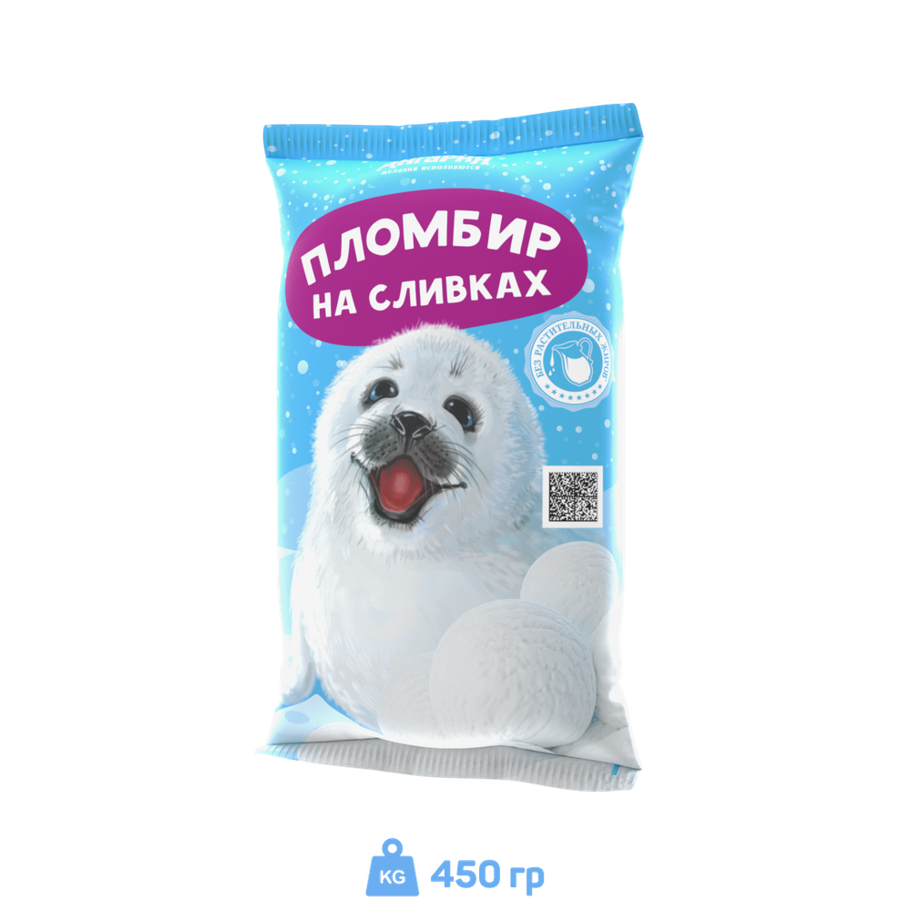 Ангария Пломбир на сливках 450 гр*14 шт 302м полено 0716
