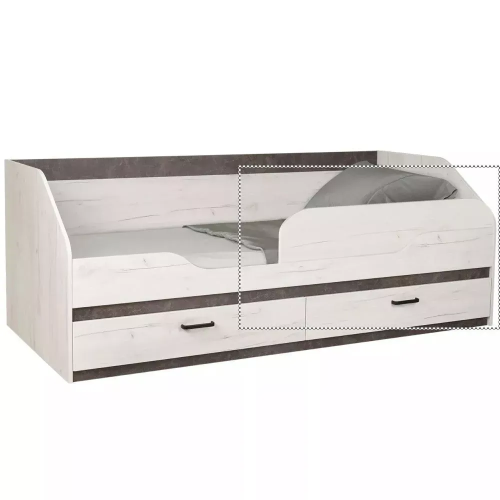 Бортик к кровати Прага дуб белый крафт/ателье темное