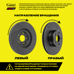 Диск тормозной GANZ задний перфорированный PRO-Line с покрытием (комплект - 2 шт) NISSAN Teana / Maxima Арт.: GIJ06014S
