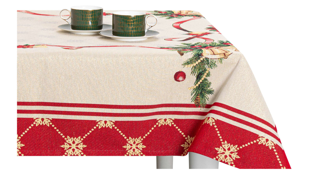 Скатерть 140х300см Mix&Match Home Пуансетия красная