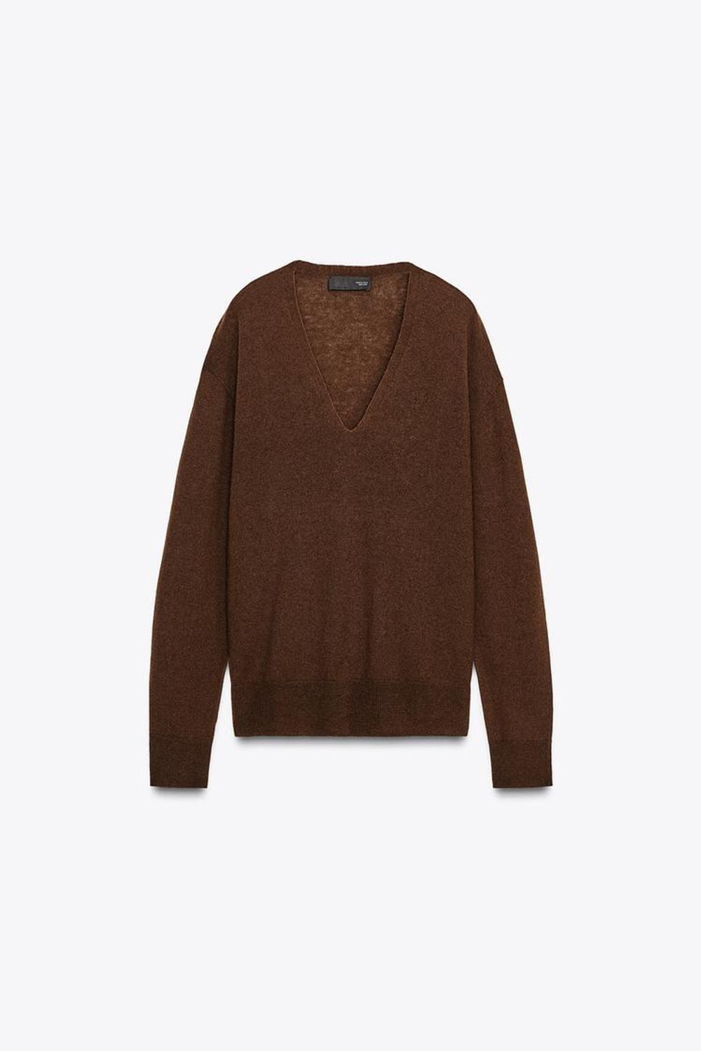 ZARA ДЖЕМПЕР ИЗ 100% СВЕРХМЯГКОЙ ШЕРСТИ, КОРИЧНЕВЫЙ