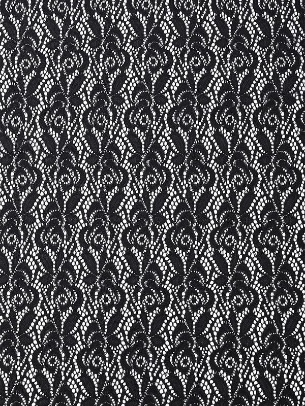 Ткань кружевная гипюр стрейч 160 г/м², ш.150см, арт.SZ031636 цв.черный, уп.25м