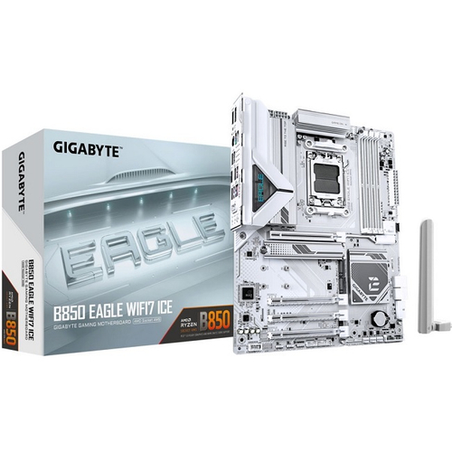 Материнская плата GIGABYTE B850 EAGLE WIFI7 ICE (AM5/AMD B850/4xDDR5/4xPCI-Ex16/3xM.2/SB7.1/Wi-Fi/BT/GLAN/DP/HDMI/ATX)