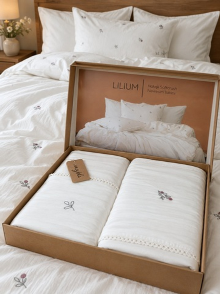 КПБ MAJOLİ Lilium Евро с вышивкой 200*220-2шт. 240-260, 50*70-2шт. Вар. Хлоп.