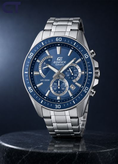 CASIO EFR-552D-2AVUDF EDIFICE мужские наручные часы — стальной хронограф с синим циферблатом