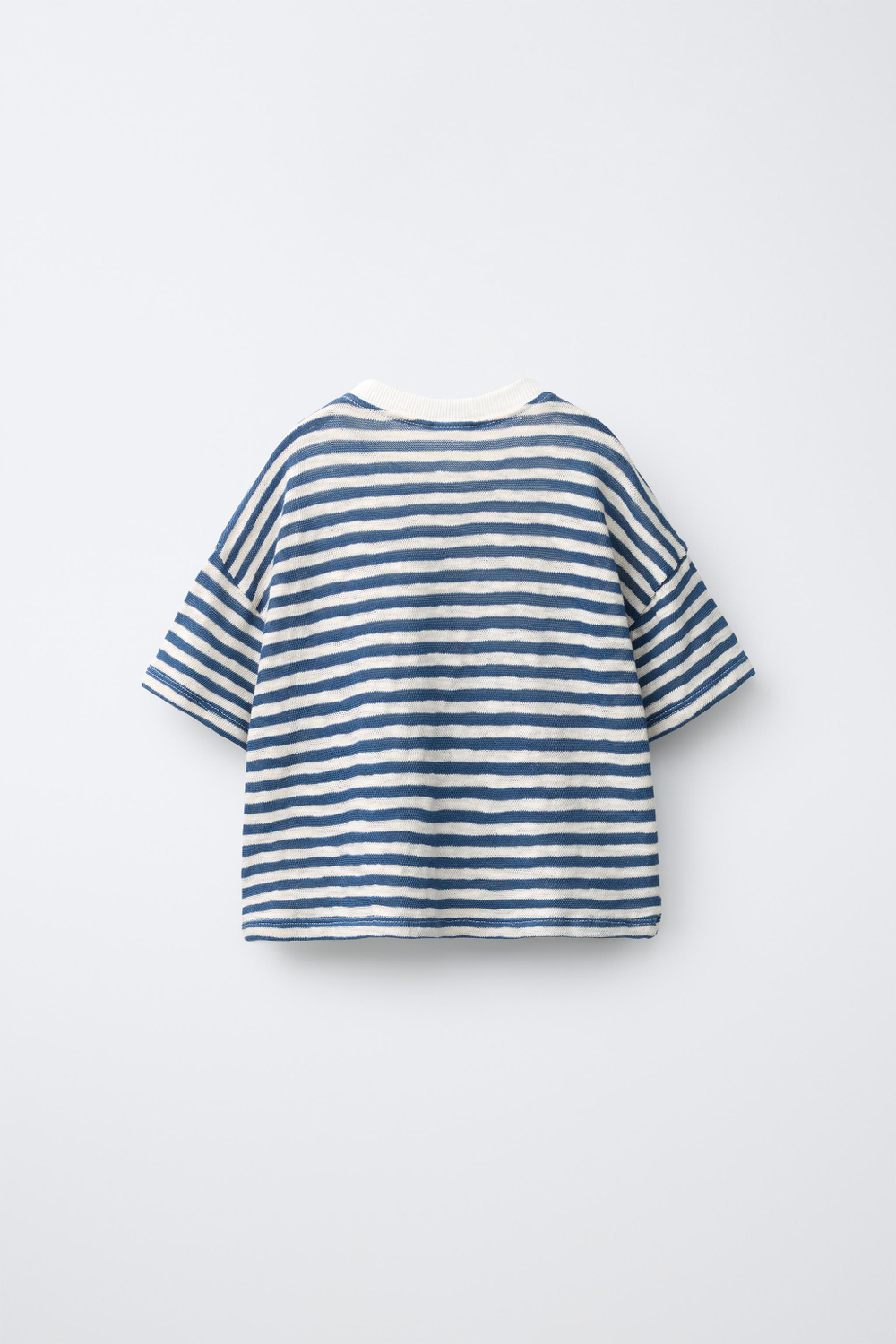 ZARA ФУТБОЛКА В ПОЛОСКУ С ВЫШИВКОЙ, СИНИЙ