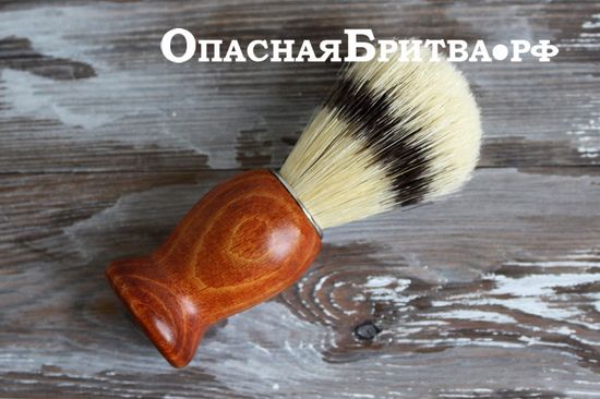 Помазок для бритья Mondial, дерево, свиной ворс, рукоять - красное дерево