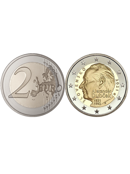2 евро 2021 Словакия - 100 лет со дня рождения Александра Дубчека
