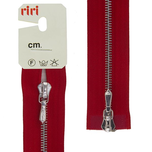 Молния металл RIRI Т4 (4 мм) 2 зам., разъем., 100 см, Ni, слайд.Tropf, цв.2407, красный, 1 шт