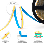 Светодиодная лента 24V 508 led/m 12W/m COB 950 Lm/m 4000K IP20, 5000×10 мм