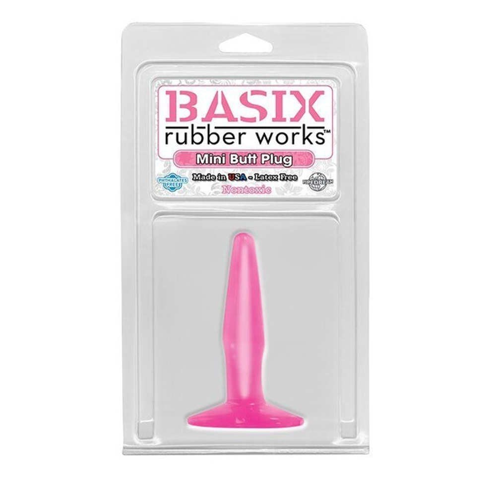 Анальная втулка Basix Mini Works Mini Butt Plug розовая (Цвет: розовый)