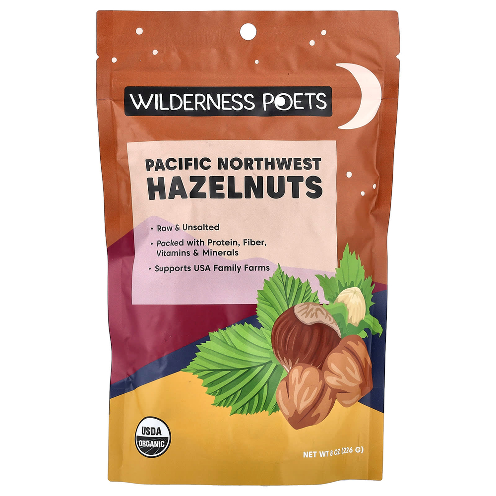 Wilderness Poets, органический фундук с северо-запада тихоокеанского региона, несоленый, 226 г (8 унций)