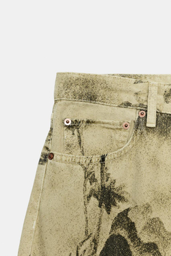 ZARA ДЖИНСЫ BARREL СО СРЕДНЕЙ ПОСАДКОЙ И ЦВЕТОЧНЫМ ПРИНТОМ — ZW COLLECTION, ТЕМНО-БЕЖЕВЫЙ