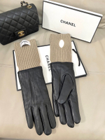 Женские перчатки Chanel с бежевыми трикотажными манжетами — фото 2