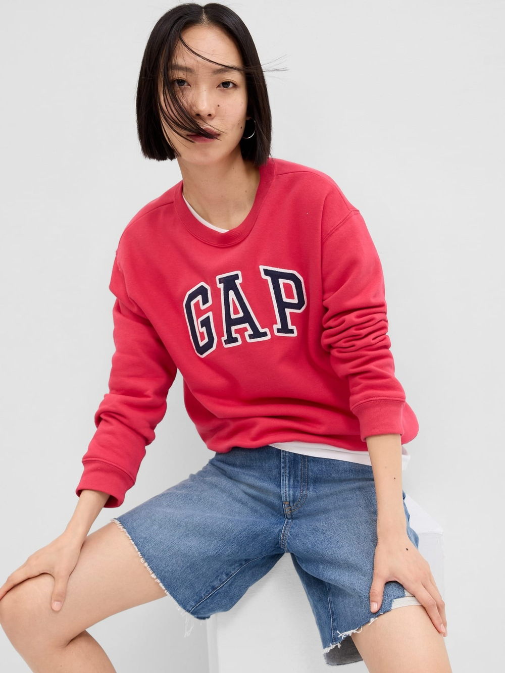 Флисовая толстовка с круглым вырезом и логотипом - GAP