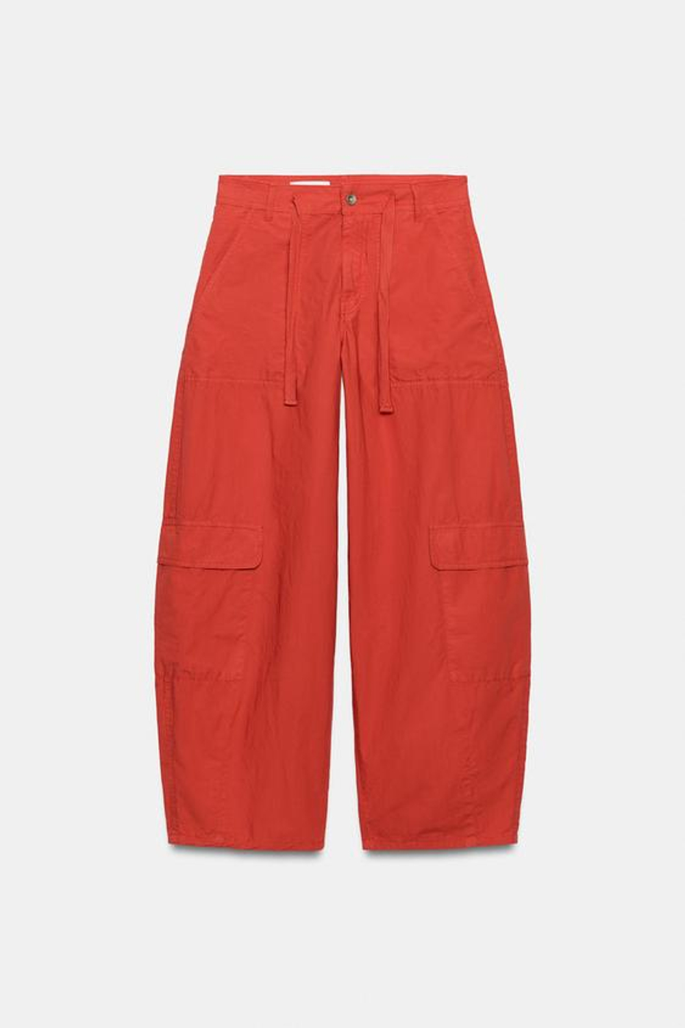 ZARA БРЮКИ КАРГО ОВЕРСАЙЗ, КРАСНЫЙ