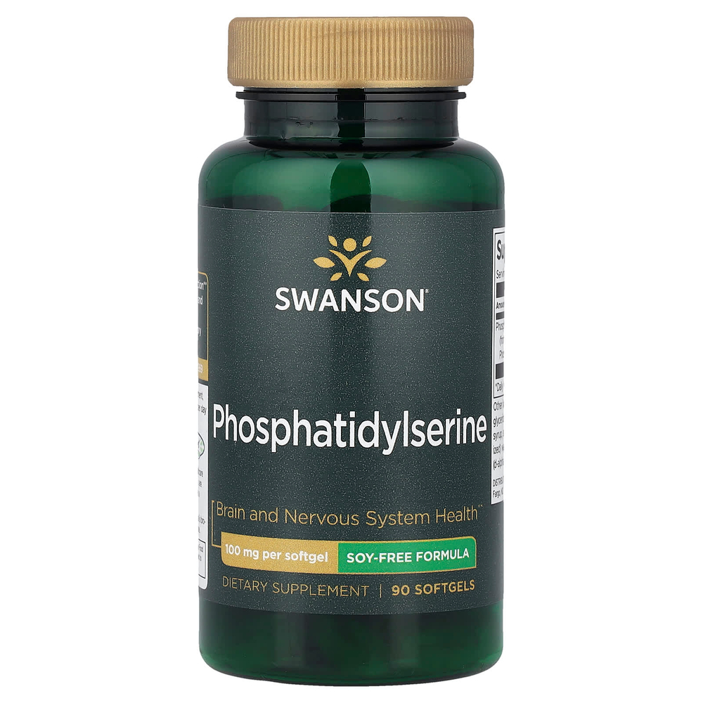 Swanson Vitamins, фосфатидилсерин, добавка без сои, 100 мг, 90 капсул