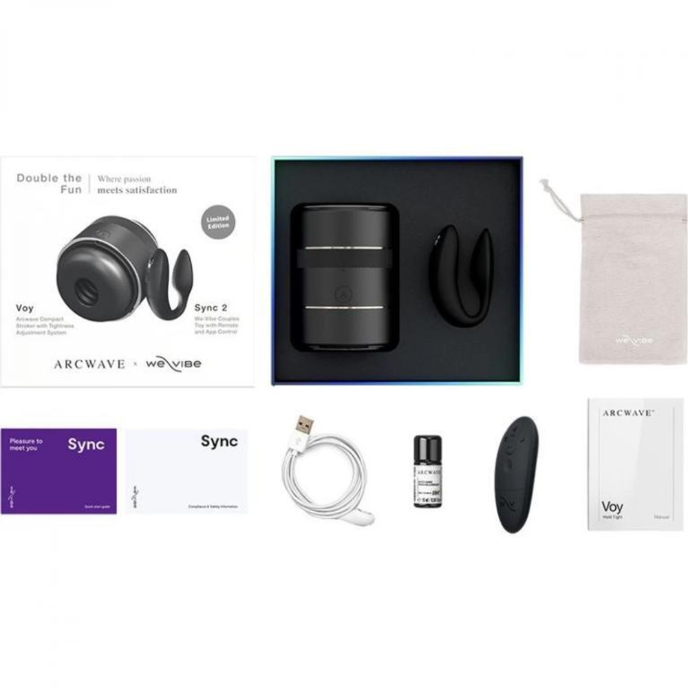 Набор для пар Double the Fun: мастурбатор ARCwave Voy и вибратор We-Vibe Sync 2 (Цвет: черный)