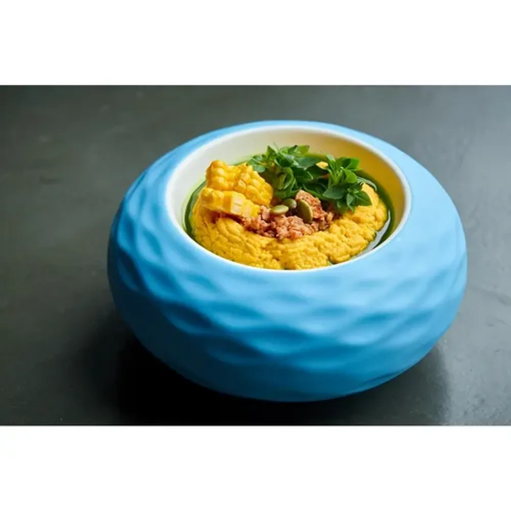 Блюдо круглое d 22,5 см h11,5 см 500 мл для подачи бело-голубое "Shine" P.L. Proff Cuisine [1]