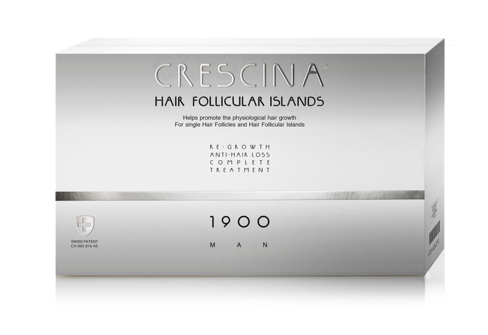 Crescina HFI Hair Follicular Islands 1900 комплекс лосьонов 20+20 ампул против выпадения и для стимуляции роста волос, для мужчин (40 ампул по 3,5 мл)