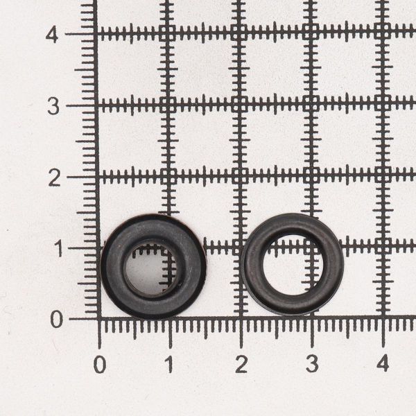 Люверсы металл ⌀7.3 мм (внутр.), h=5.4 мм, внешн. ⌀15.0 мм, №5, сталь, черная резина, уп.≈1000 шт, New Star