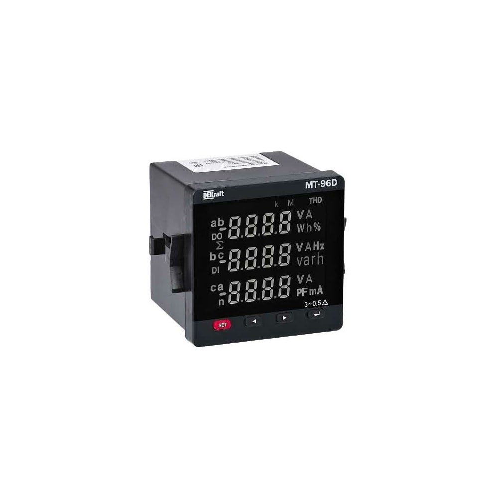 Цифровой мультиметр DEKraft ам-96d 96x96мм, трехфазный, вх 1а, вых do+rs485, led-дисплей 50339DEK