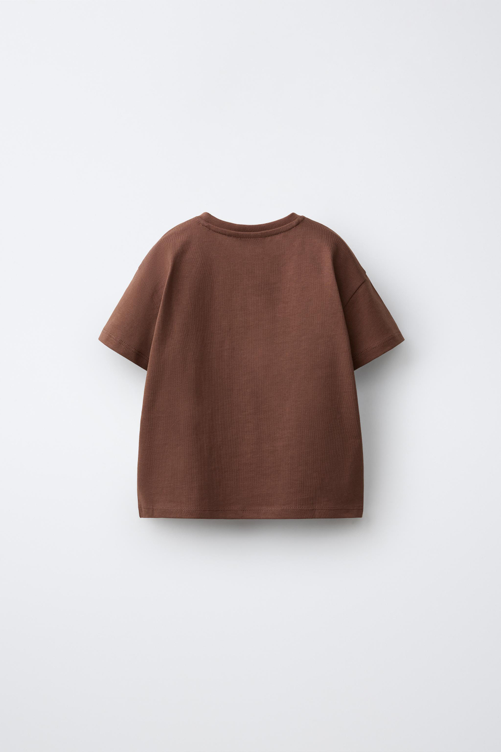 ZARA ОДНОТОННАЯ ФУТБОЛКА С ВЫШИВКОЙ «СЕРДЦЕ», ШОКОЛАДНЫЙ
