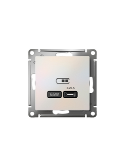 Розетка USB AtlasDesign тип C 65Вт QC PD высокоскор. ЗУ механизм жемчуж. SE ATN000427