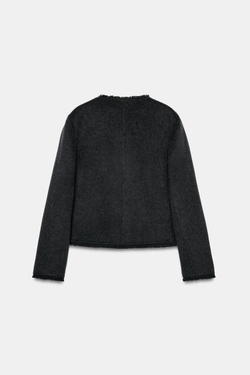 ZARA БЛЕЙЗЕР ИЗ СМЕСОВОЙ ШЕРСТИ — ZW COLLECTION, ТЕМНО-СЕРЫЙ