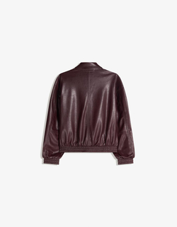 BERSHKA Куртка из искусственной кожи, бордовый