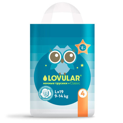 Трусики Lovular Classic ночные L (9-14 кг) 19 шт