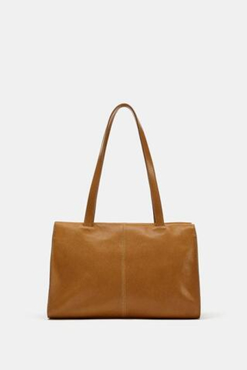 ZARA КОЖАНАЯ СУМКА, ГОРЧИЧНЫЙ