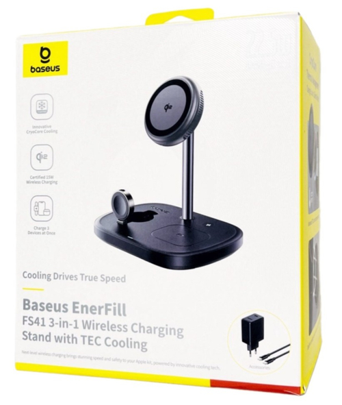 Беспроводное зарядное устройство Baseus EnerFill FS41 3in1 для Phone/Watch/Pods P10281904123-01 черн