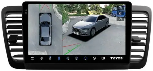 Магнитола для Subaru Legacy 4, Outback 3 2003-2009 (левый руль) - Teyes CC3-2K-360 монитор 9.5" 2K QLED на Android 10, Быстрая, CarPlay, 4G SIM-слот, 4 камеры в комплекте