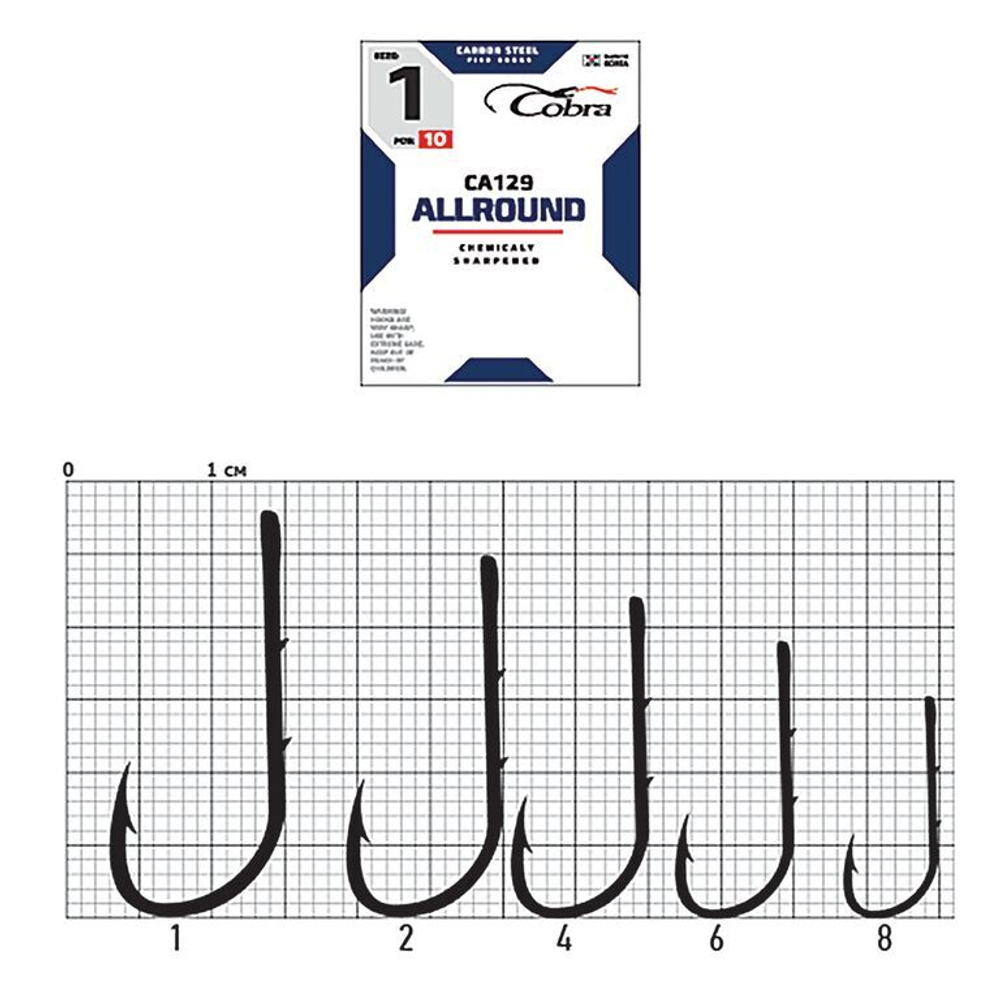 Крючки Cobra ALLROUND CA129  №6, 10 шт.