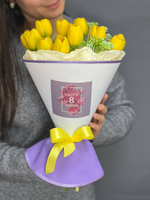 Платье для цветов 8 Марта "HAPPY 8 MARCH" ткань: ГАБАРДИН белый/ ЧЕРНИЧНАЯ юбка, термоперенос