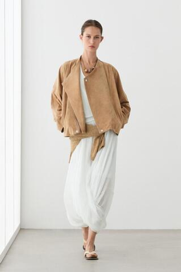 Massimo Dutti Двубортная замшевая куртка, цвет верблюжьей шерсти