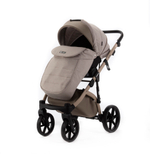 Детская универсальная коляска Adamex NOLA Natura CAPPUCCINO-4 (2в1) - Т.Бежевая ткань, Т. бежевая экокожи