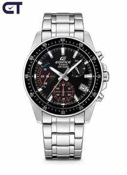 CASIO EFV-540D-1AVUDF EDIFICE мужские наручные часы — спортивный хронограф с чёрным циферблатом и цветными акцентами