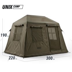 Надувная палатка UNIX Camp Vega 3х2 зеленый (+ навес)