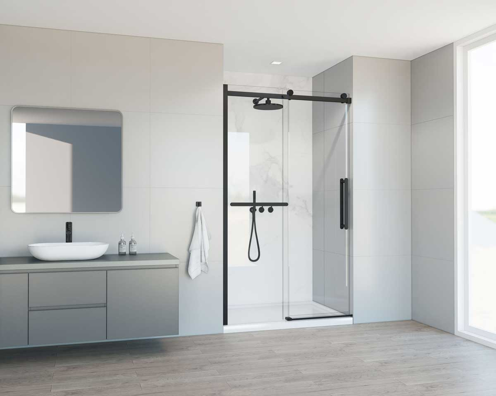 Душевая дверь Vincea Комо Софт (Como Soft) VDS-1CS120CLB, 1200, черный, стекло прозрачное