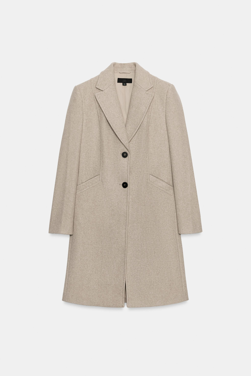 ZARA ПАЛЬТО ИЗ МЯГКОЙ ТКАНИ С ПОДПЛЕЧНИКАМИ, БЕЖЕВЫЙ