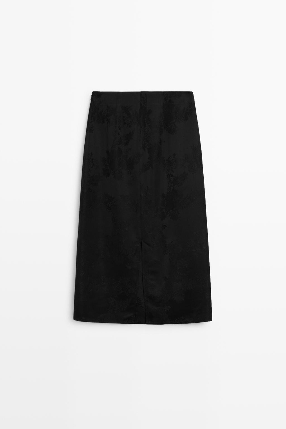 Massimo Dutti Прямая юбка миди с поясом, черный