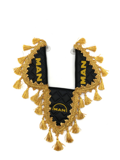 Вымпел тройной MAN (экокожа, черный с золотыми кисточками)