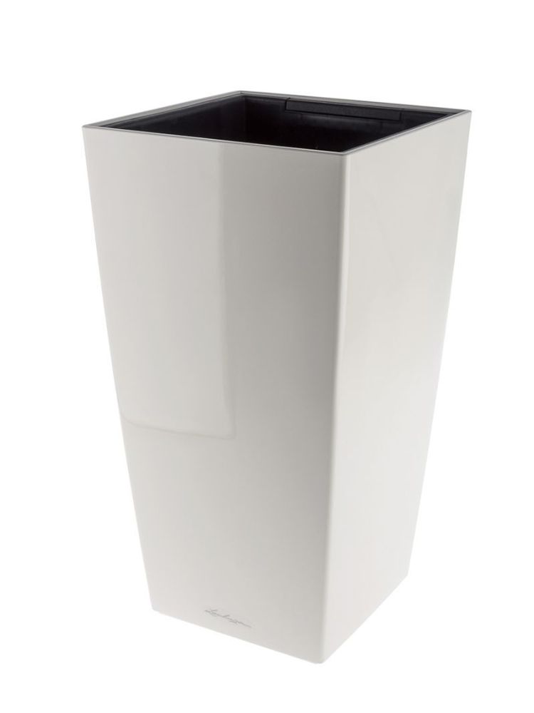 Кашпо Lechuza "Cubico Complete white high gloss" (пластик), 22x22xH41 см