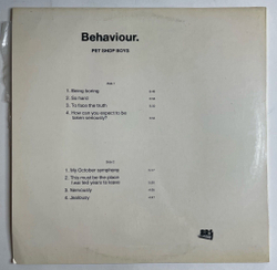 Винтажная виниловая пластинка LP Pet Shop Boys Behaviour (Россия 1992)
