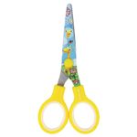 Ножницы BRAUBERG "Kid Series", 130 мм, жёлтые, с цветной печатью "Жирафы", закругленные, 232269