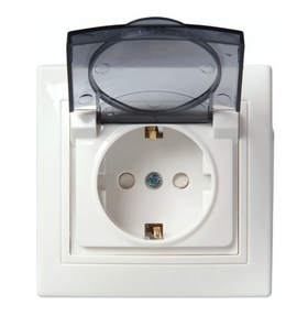 Розетка с/у Таймыр SQ1814-0019, 1 гнездо, с/з, з/ш и крышкой, IP44, белая 164245