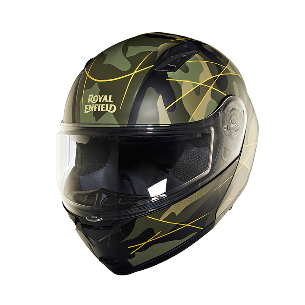 Шлем интеграл Royal Enfield, цвет - камуфляж-оливковый матовый, размер - XL (620 мм), арт. RRGHEP000589 (HESS22015MATT BLACK & OLIVE)